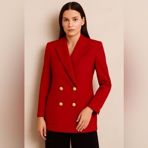 Escada Red Double-Breasted Cashmere Blazer – Luxury Italian Tailoring